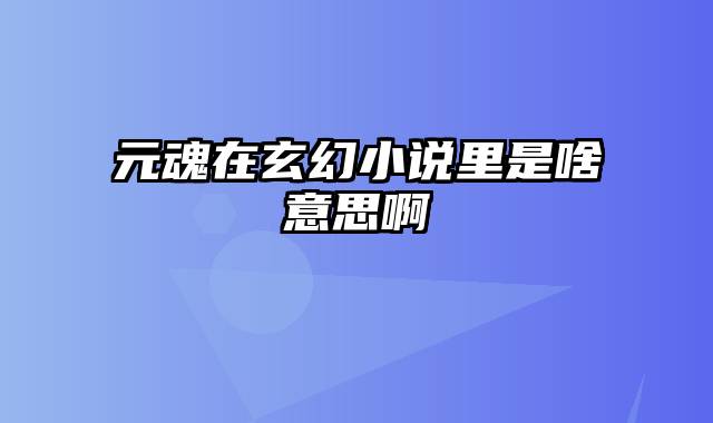 元魂在玄幻小说里是啥意思啊