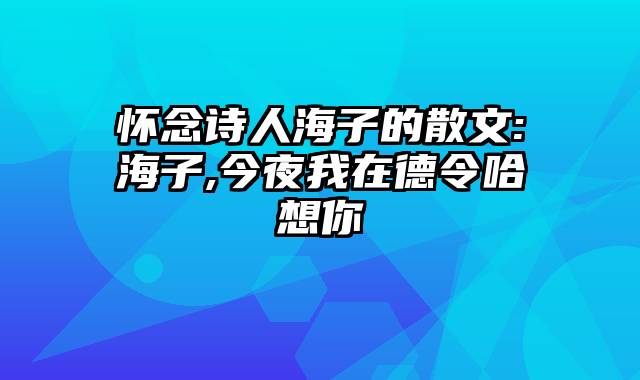 怀念诗人海子的散文:海子,今夜我在德令哈想你