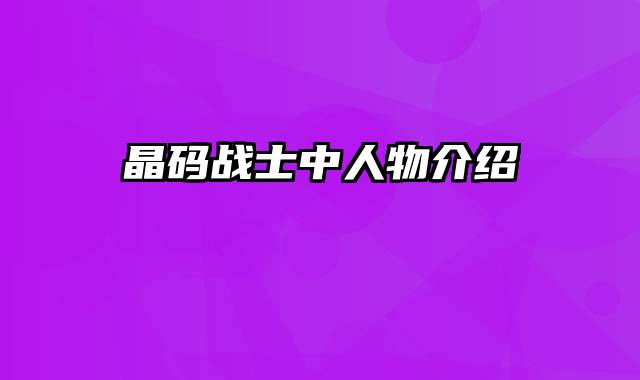 晶码战士中人物介绍