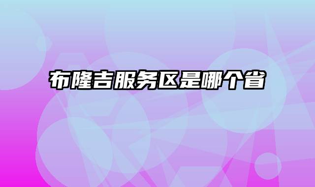 布隆吉服务区是哪个省