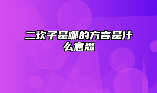 二坎子是哪的方言是什么意思