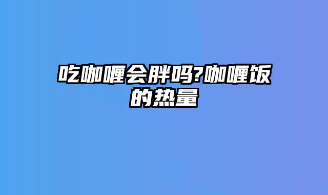 吃咖喱会胖吗?咖喱饭的热量