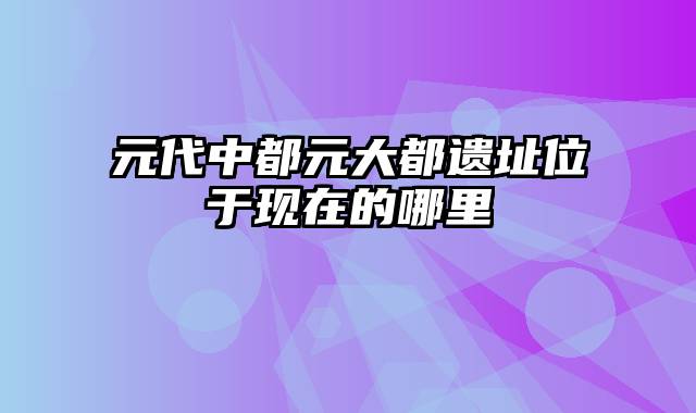 元代中都元大都遗址位于现在的哪里