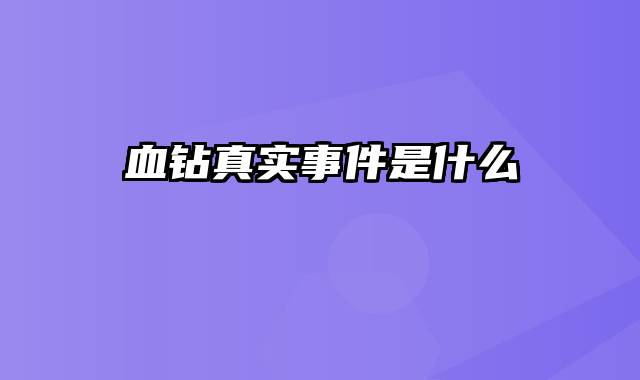 血钻真实事件是什么