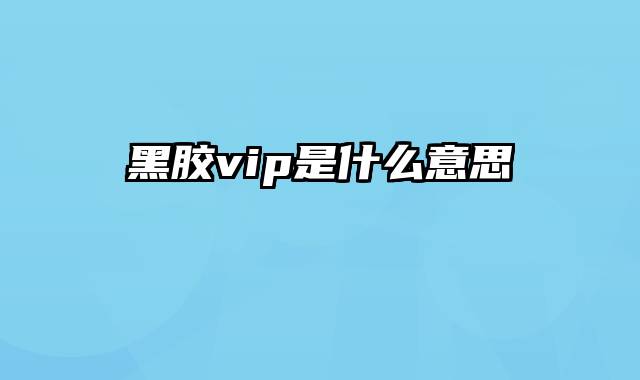 黑胶vip是什么意思