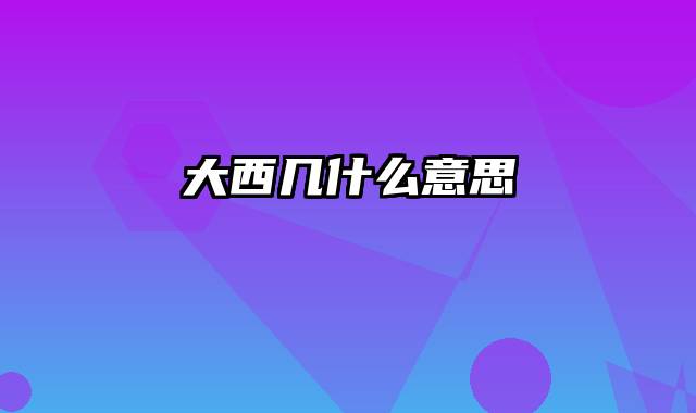 大西几什么意思