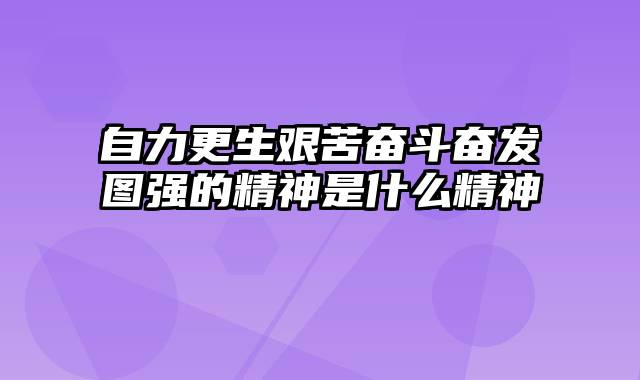 自力更生艰苦奋斗奋发图强的精神是什么精神