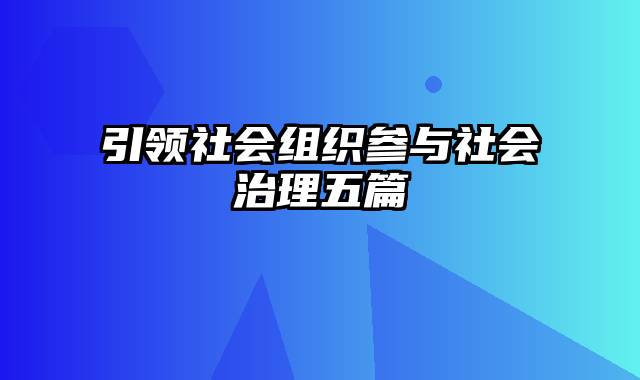 引领社会组织参与社会治理五篇