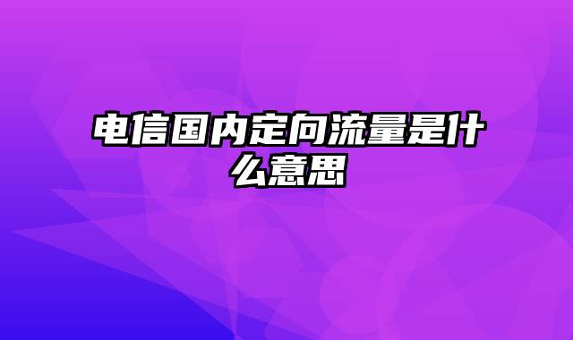 电信国内定向流量是什么意思