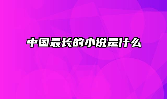 中国最长的小说是什么
