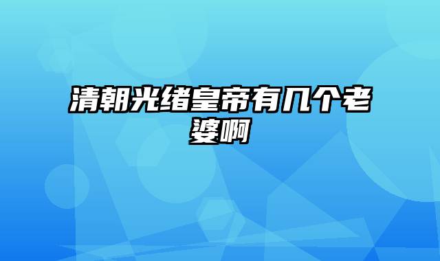 清朝光绪皇帝有几个老婆啊