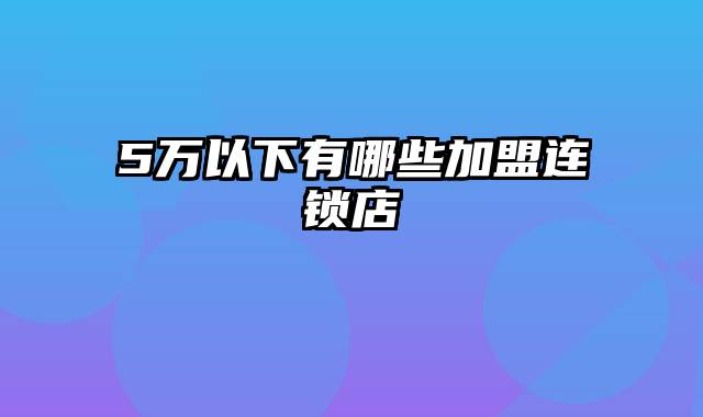 5万以下有哪些加盟连锁店