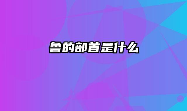 鲁的部首是什么