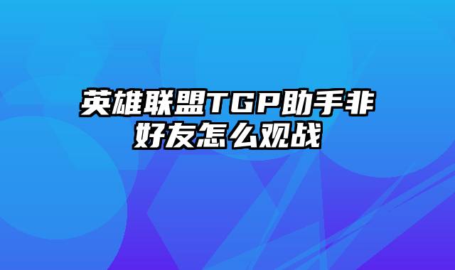 英雄联盟TGP助手非好友怎么观战