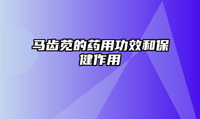 马齿苋的药用功效和保健作用