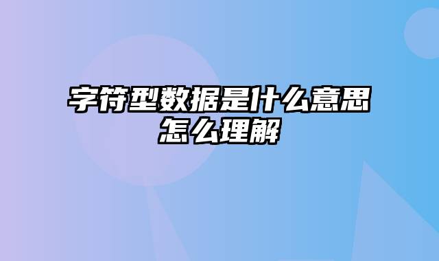 字符型数据是什么意思怎么理解