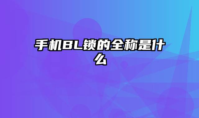 手机BL锁的全称是什么