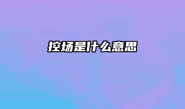 控场是什么意思