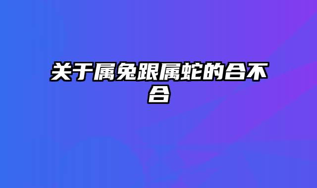 关于属兔跟属蛇的合不合