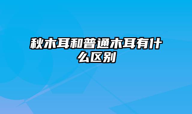 秋木耳和普通木耳有什么区别
