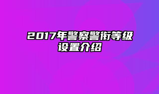 2017年警察警衔等级设置介绍