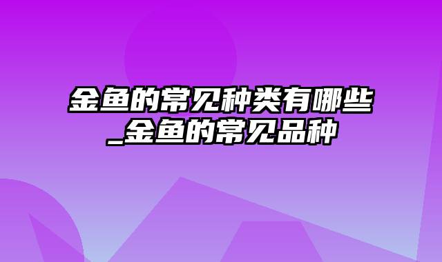 金鱼的常见种类有哪些_金鱼的常见品种