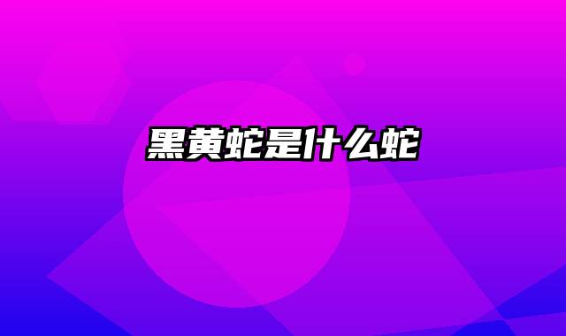 黑黄蛇是什么蛇