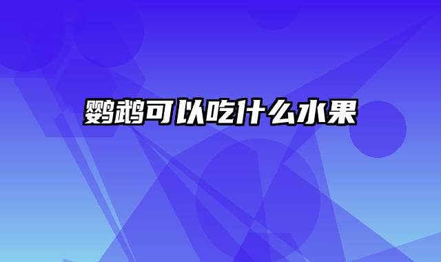 鹦鹉可以吃什么水果