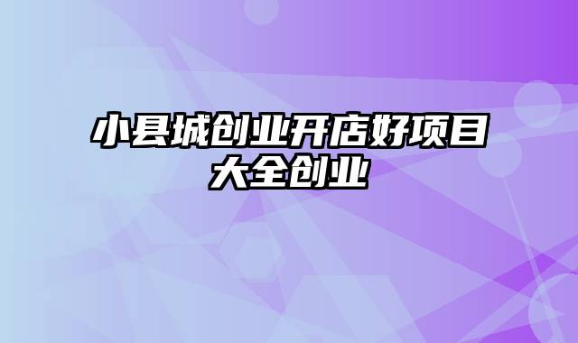 小县城创业开店好项目大全创业