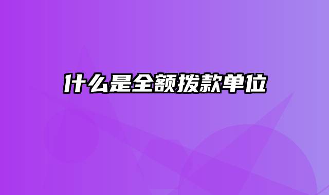 什么是全额拨款单位