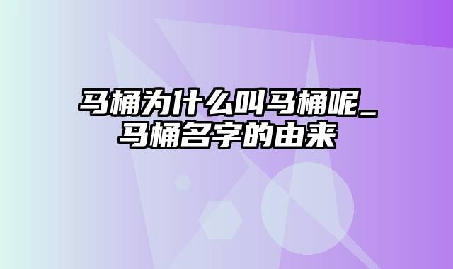 马桶为什么叫马桶呢_马桶名字的由来