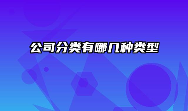 公司分类有哪几种类型