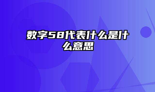 数字58代表什么是什么意思