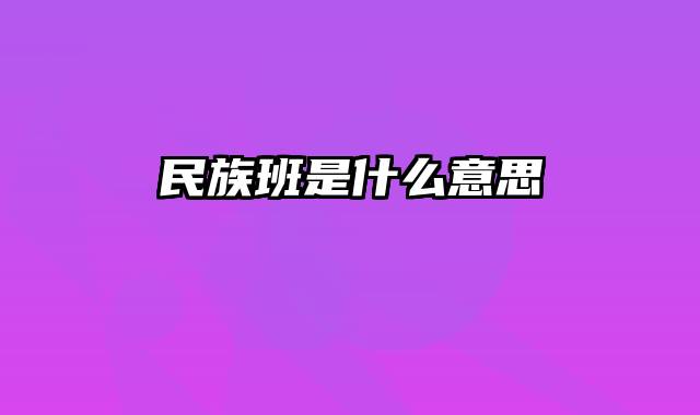 民族班是什么意思