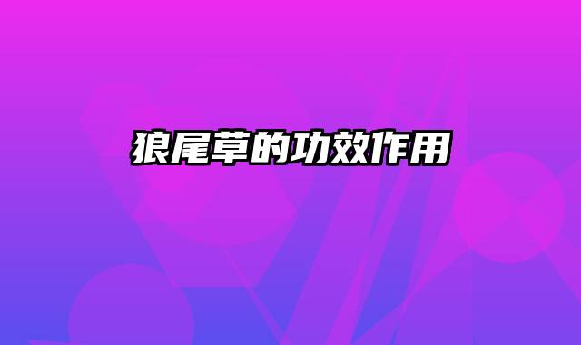 狼尾草的功效作用