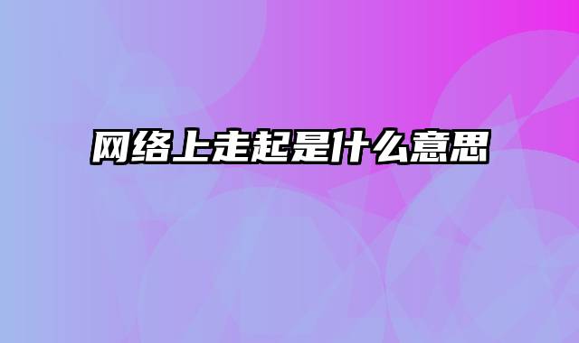 网络上走起是什么意思