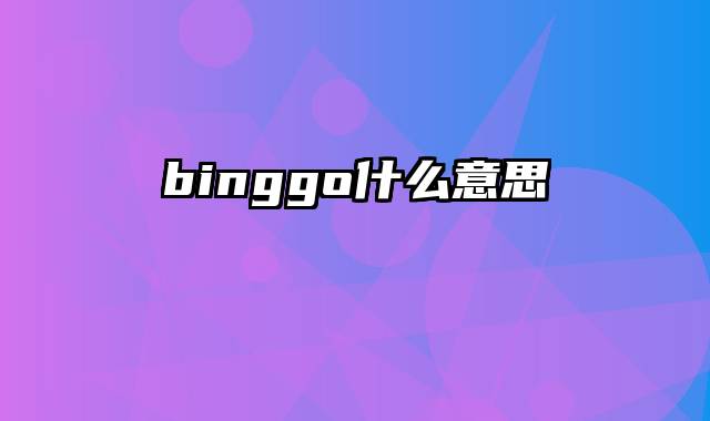 binggo什么意思