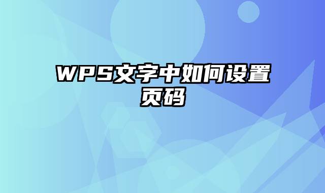 WPS文字中如何设置页码