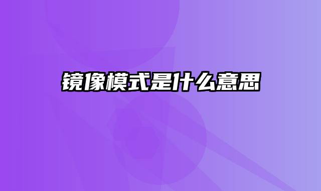 镜像模式是什么意思