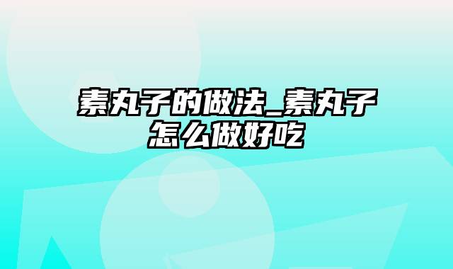 素丸子的做法_素丸子怎么做好吃