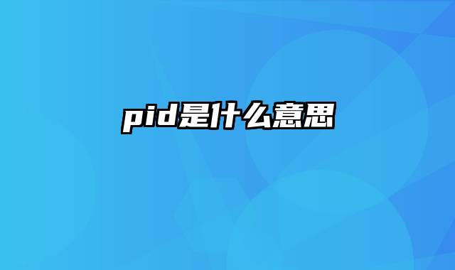 pid是什么意思