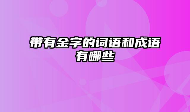 带有金字的词语和成语有哪些