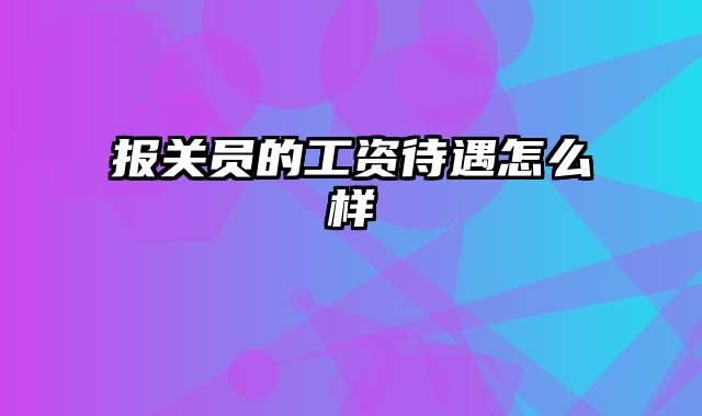 报关员的工资待遇怎么样