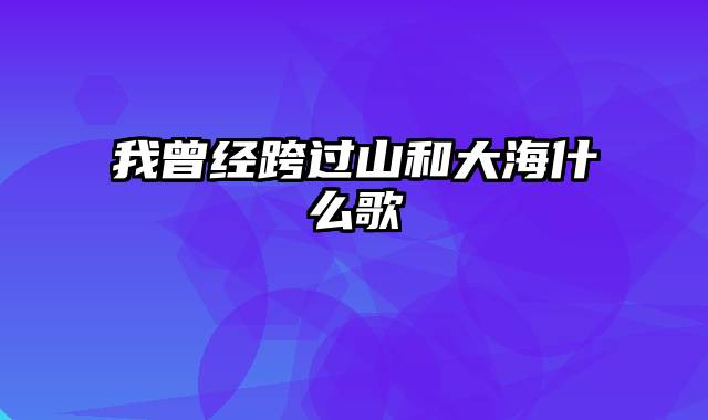 我曾经跨过山和大海什么歌