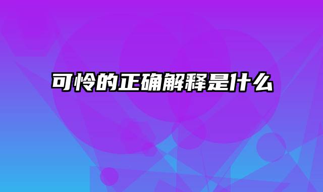 可怜的正确解释是什么