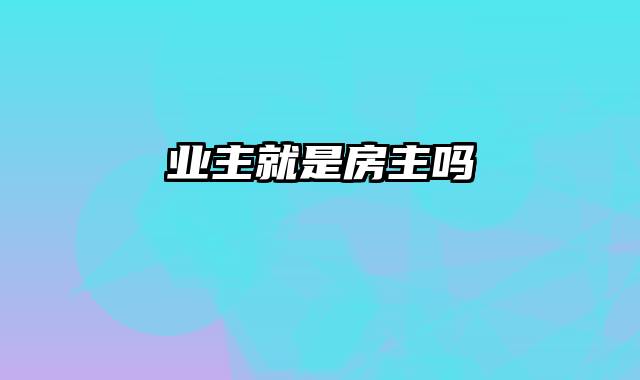 业主就是房主吗