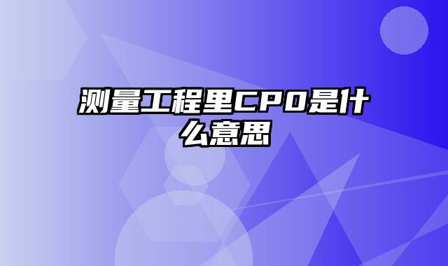 测量工程里CP0是什么意思