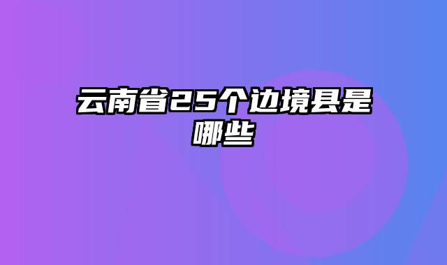 云南省25个边境县是哪些