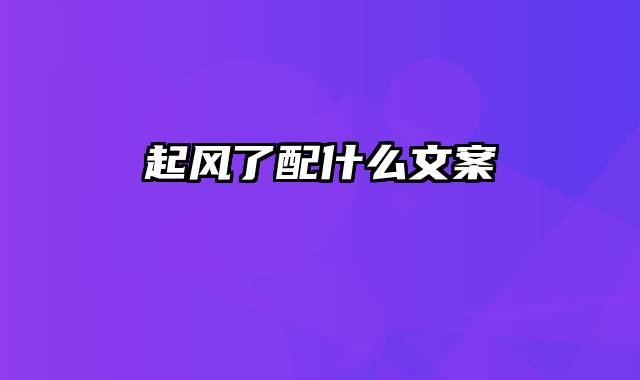 起风了配什么文案