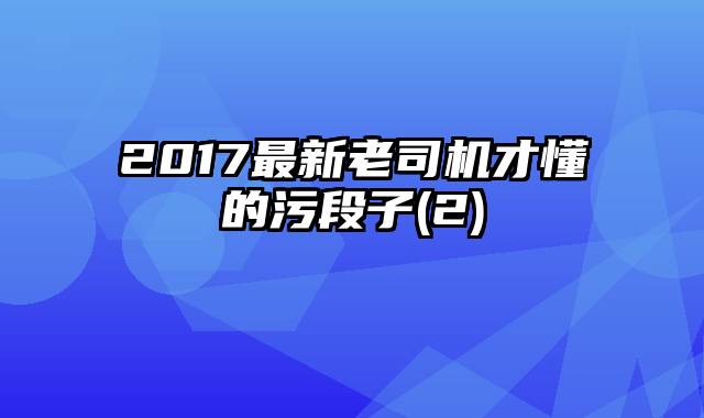 2017最新老司机才懂的污段子(2)